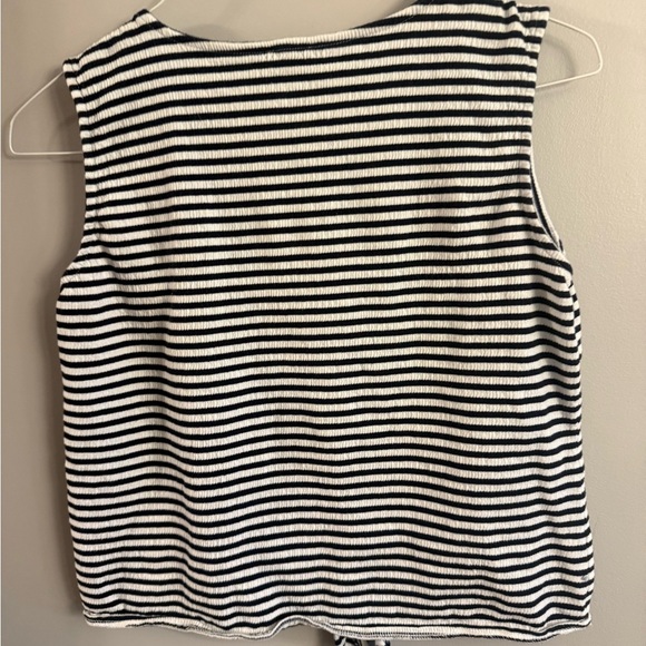 Talbots Black and White Striped Button-Front Tank Top - Picture 3 of 4